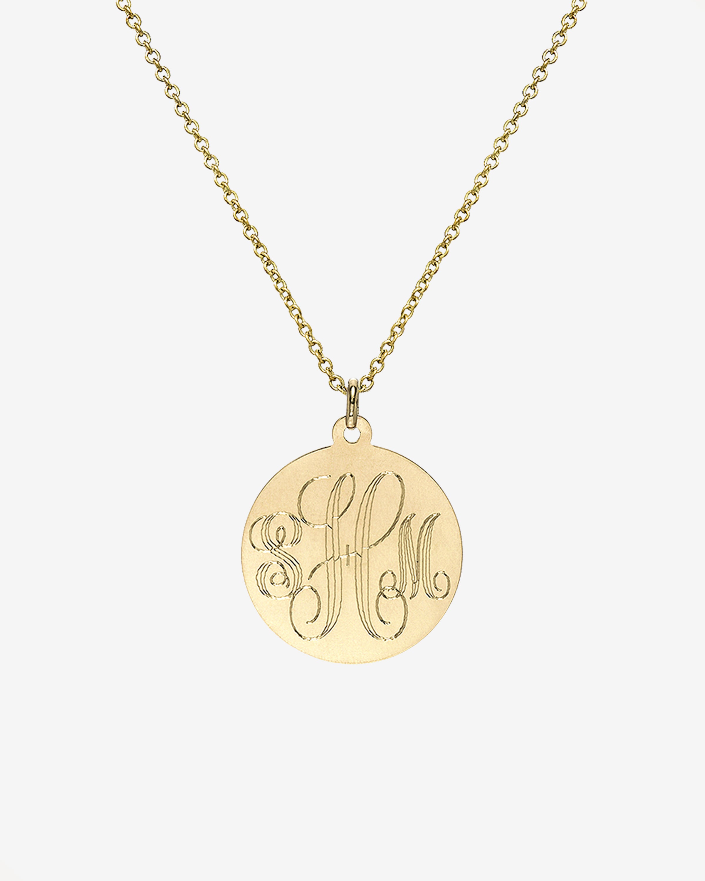 14k Gold Large Engraved Disc Necklace Personalized Zoe Lev Jewelry