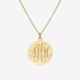 14k Gold Large Engraved Disc Necklace Personalized Zoe Lev Jewelry