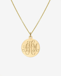 14k Gold Large Engraved Disc Necklace Personalized Zoe Lev Jewelry