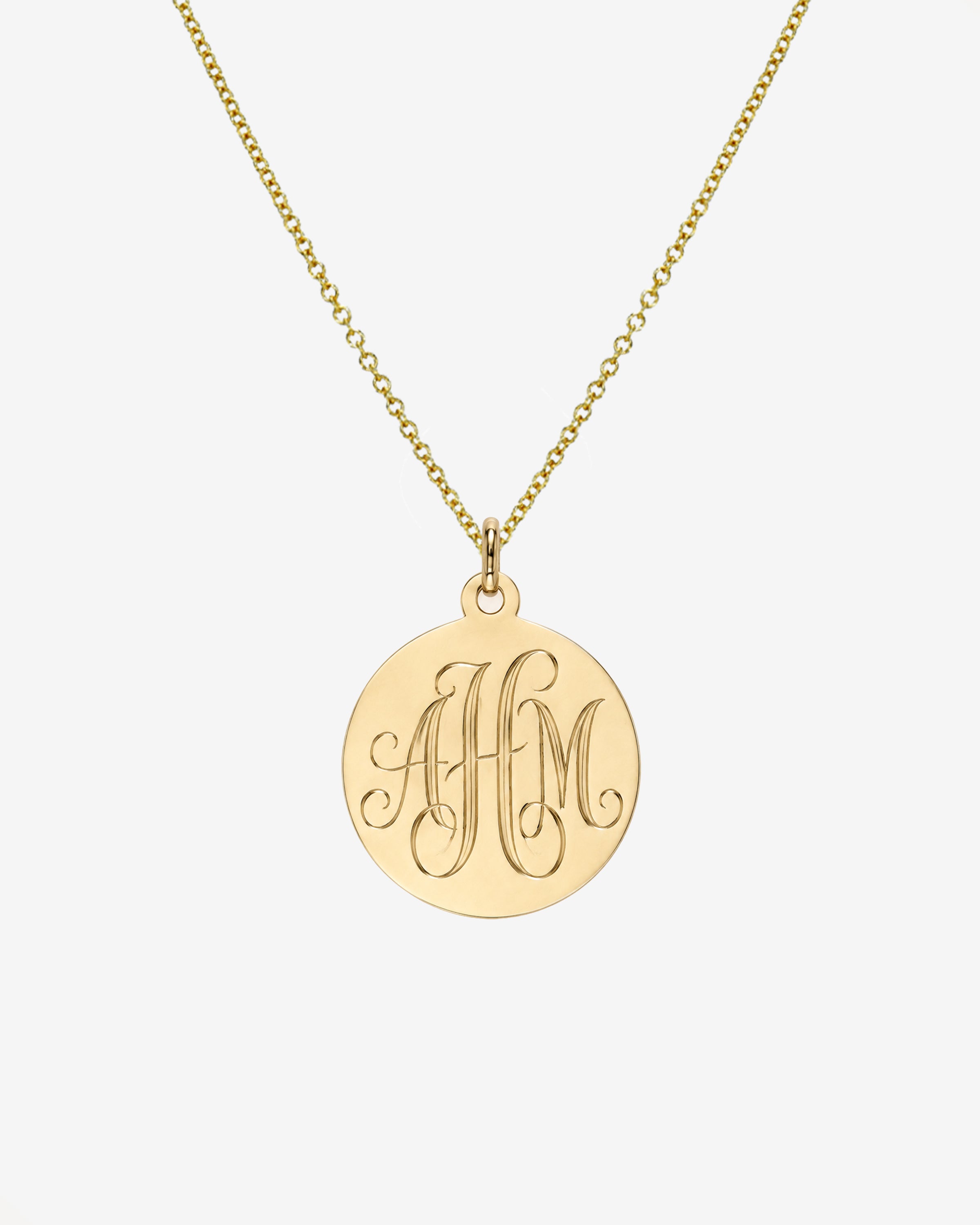 14k Gold Large Engraved Disc Necklace Personalized Zoe Lev Jewelry