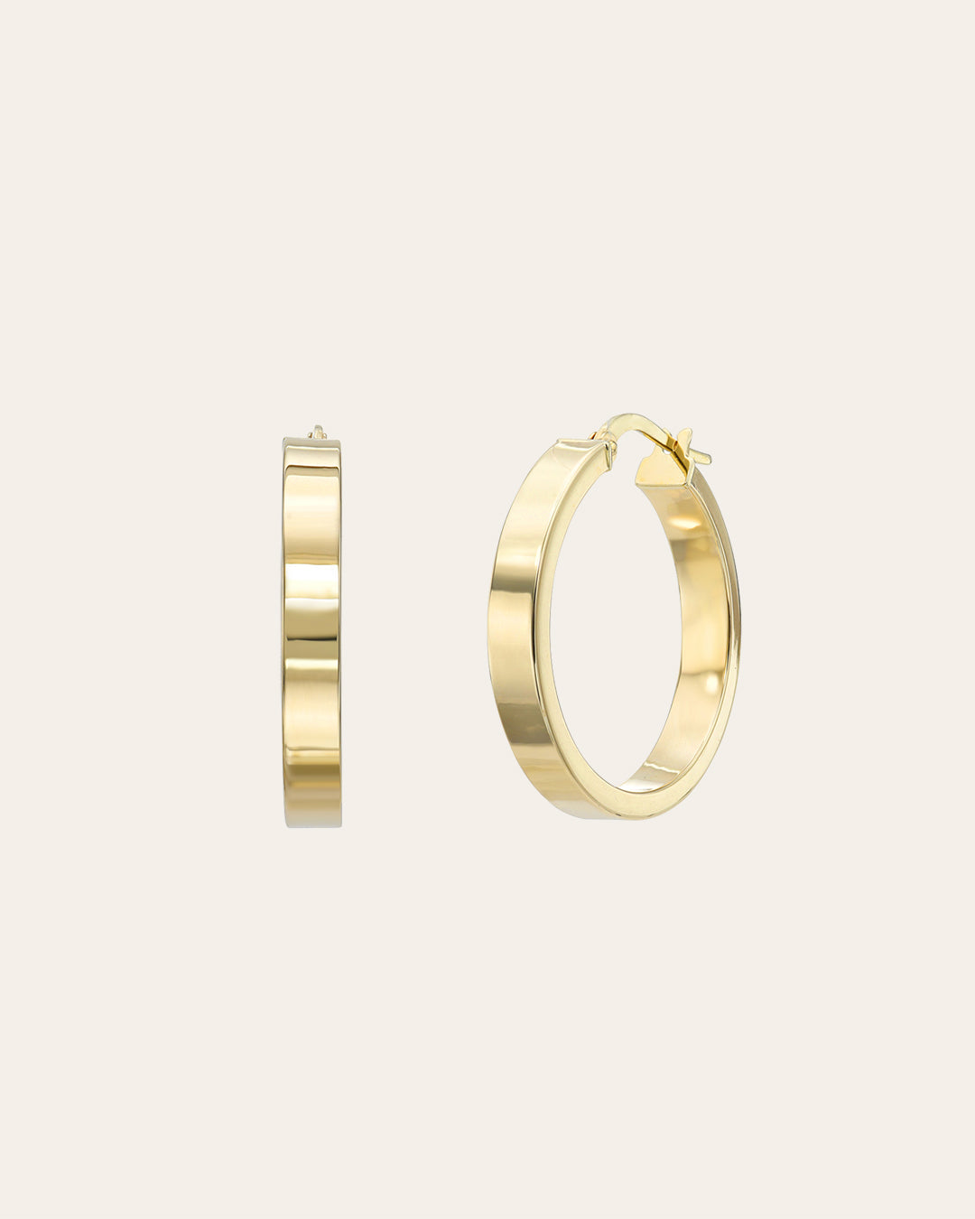 14k Gold Large Flat Hoop Earrings Hoops & Huggies Zoe Lev Jewelry