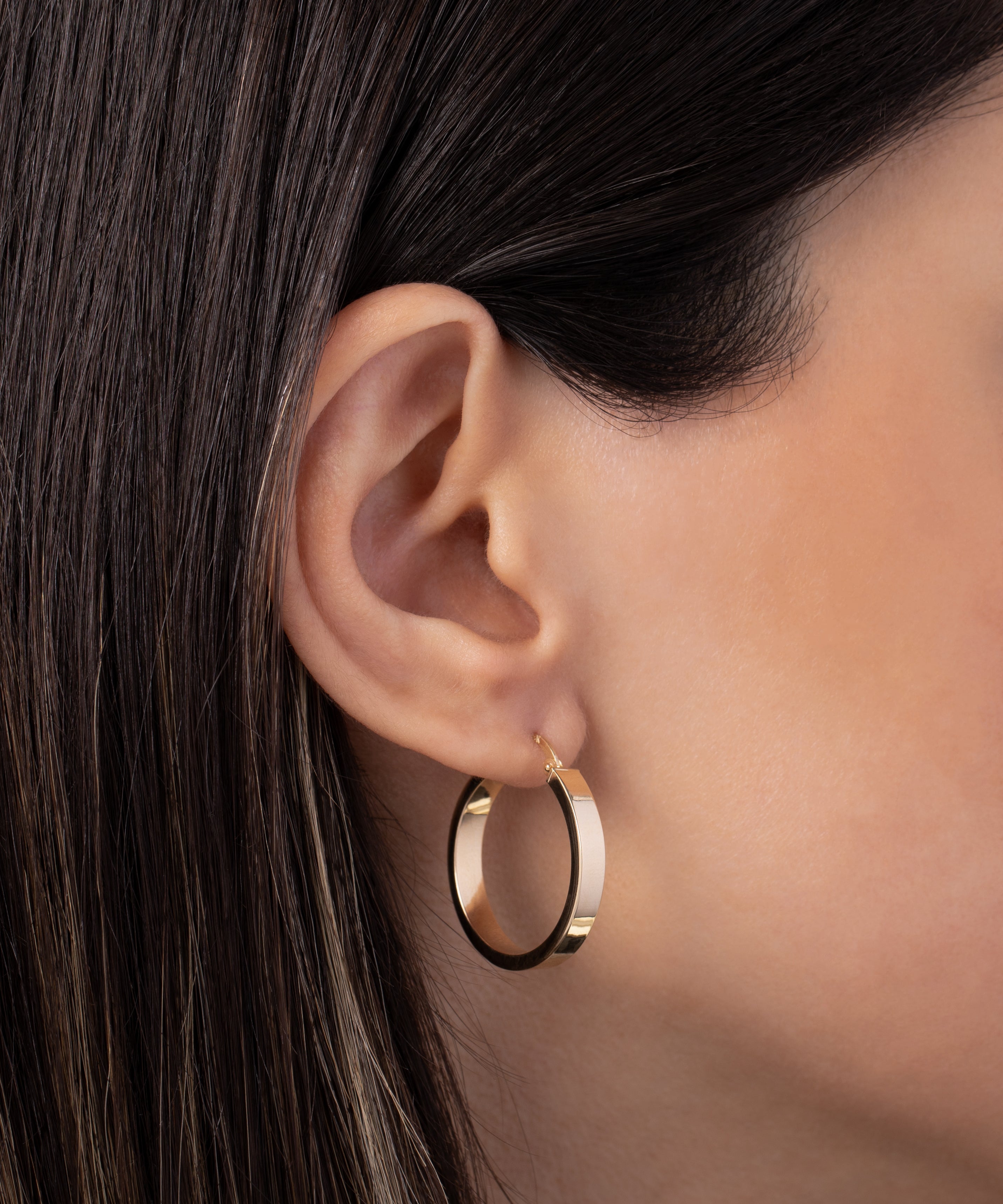 14k Gold Large Flat Hoop Earrings SAMPLE SALE Zoe Lev Jewelry
