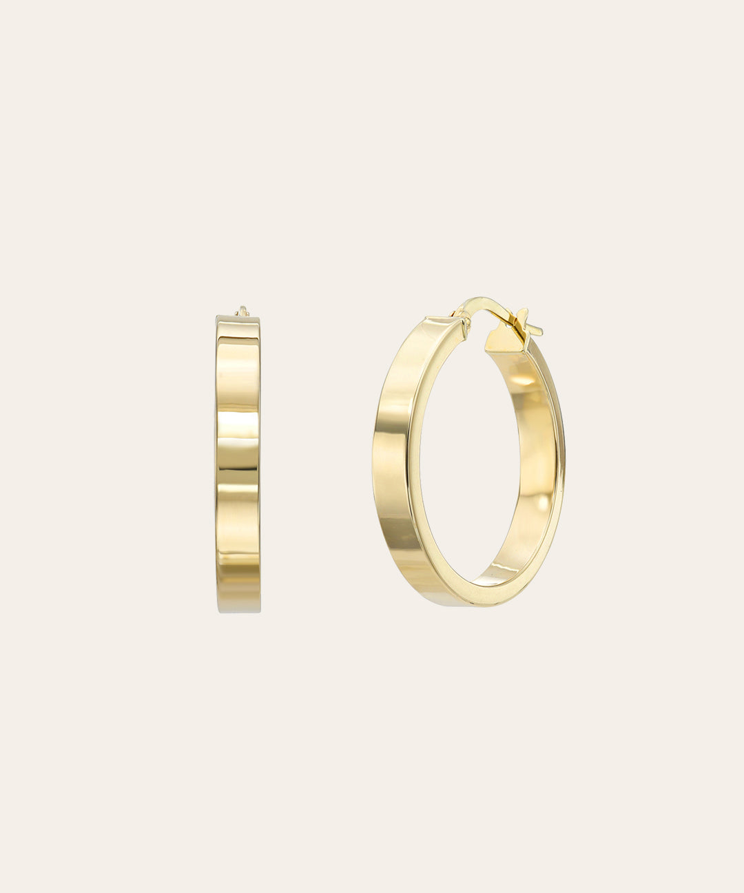 14k Gold Large Flat Hoop Earrings SAMPLE SALE Zoe Lev Jewelry