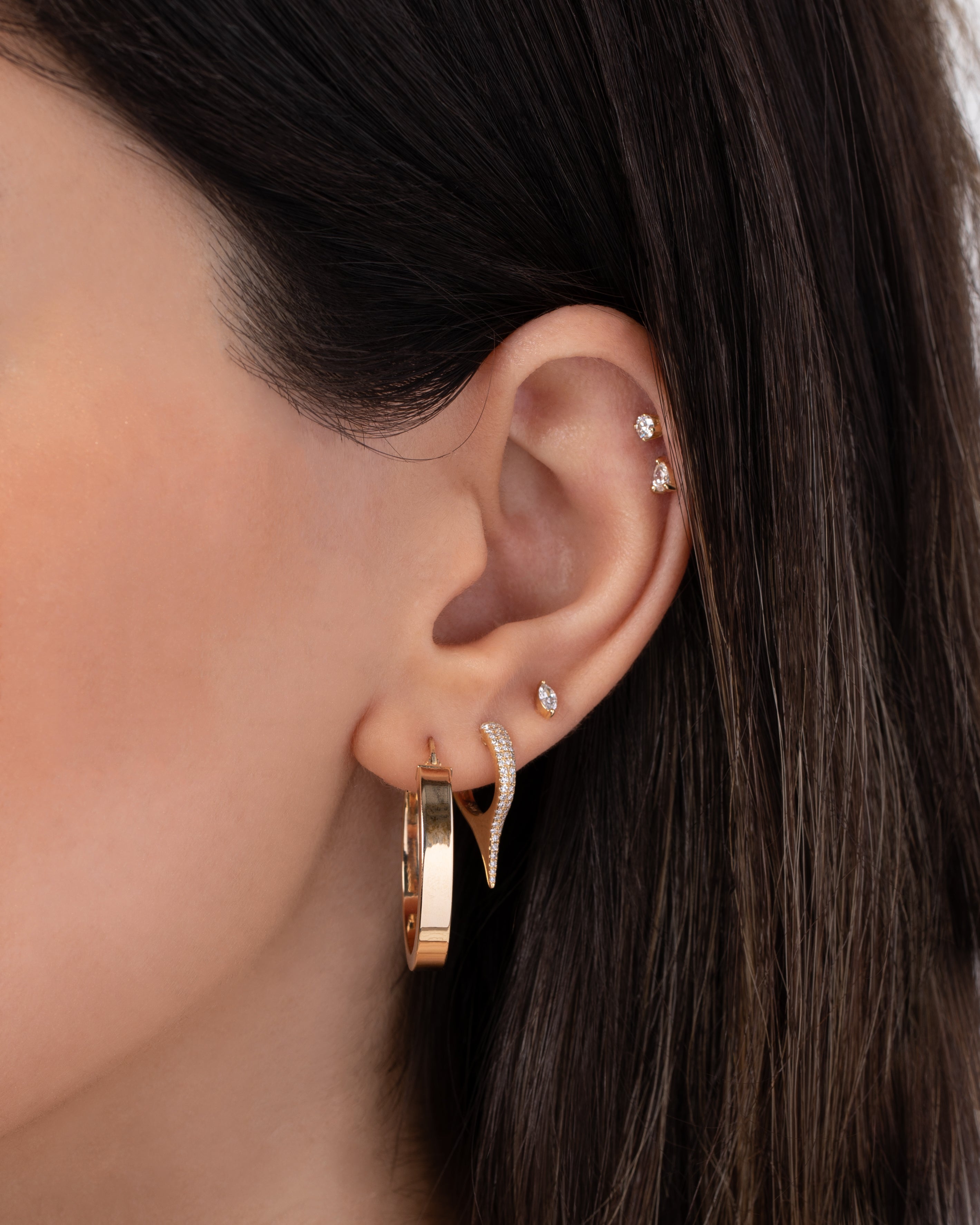 14k Gold Large Flat Hoop Earrings Hoops & Huggies Zoe Lev Jewelry