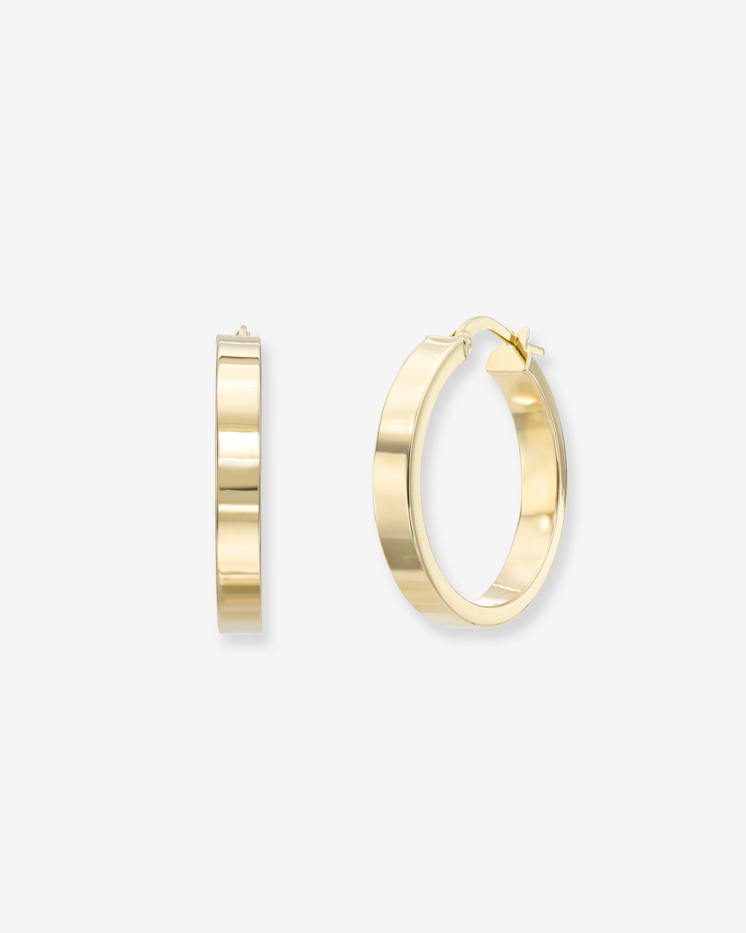 14k Gold Large Flat Hoop Earrings Hoops & Huggies Zoe Lev Jewelry