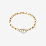 14k Gold Large Open Link Chain Bracelet with Diamond Handcuffs Chains Zoe Lev Jewelry