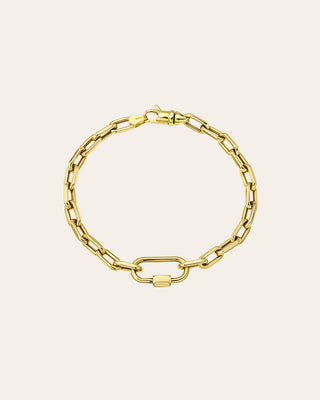 14k Gold Large Open Link Chain with Carabiner Bracelet