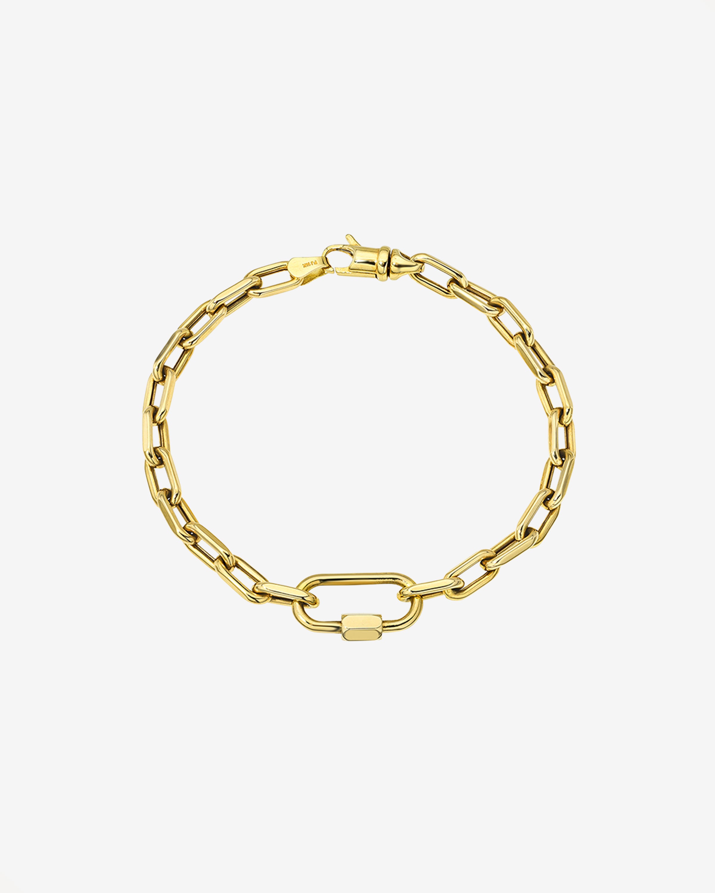 14k Gold Large Open Link Chain with Carabiner Bracelet Chains Zoe Lev Jewelry