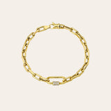 14k Gold Large Open Link Chain with Diamond Carabiner Bracelet Chains Zoe Lev Jewelry