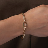 14k Gold Large Open Link Chain with Diamond Carabiner Bracelet Chains Zoe Lev Jewelry