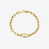 14k Gold Large Open Link Chain with Diamond Carabiner Bracelet Chains Zoe Lev Jewelry