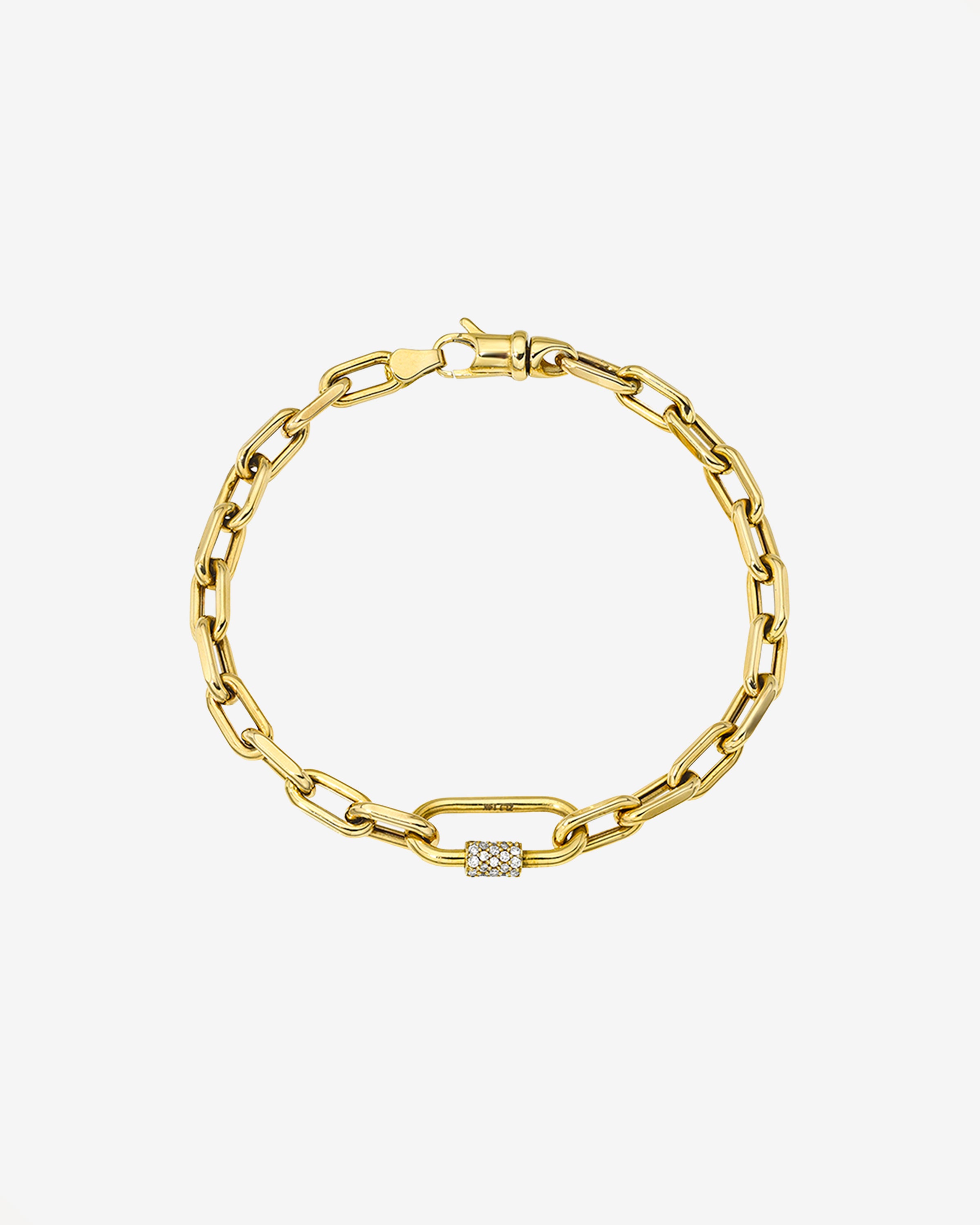 14k Gold Large Open Link Chain with Diamond Carabiner Bracelet Chains Zoe Lev Jewelry