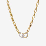 14k Gold Large Open Link Chain with Diamond Handcuffs Necklace Chains Zoe Lev Jewelry