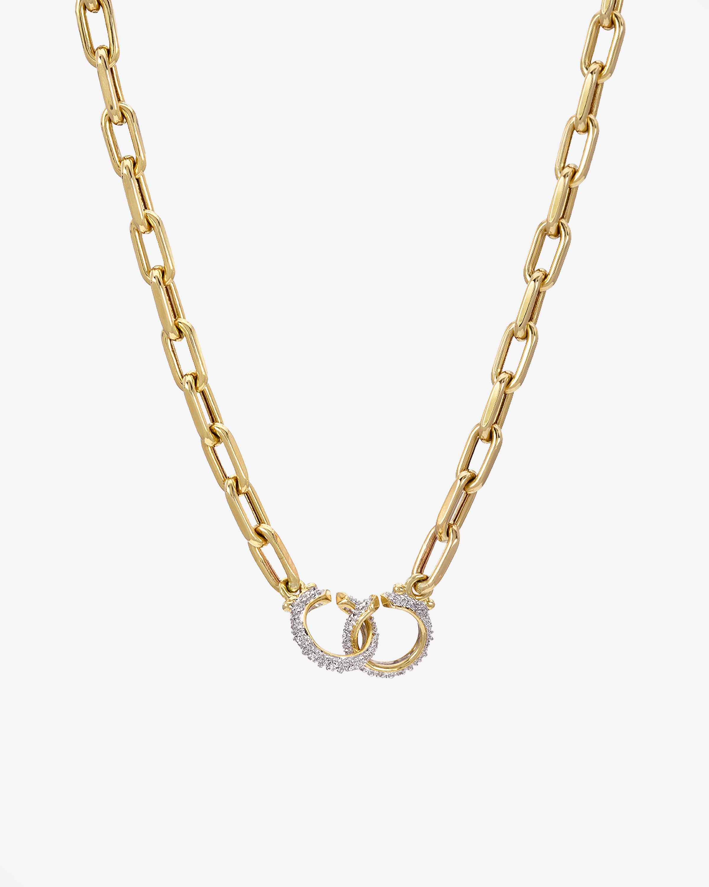 14k Gold Large Open Link Chain with Diamond Handcuffs Necklace Chains Zoe Lev Jewelry
