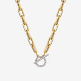 14k Gold Large Open Link Chain with Diamond Toggle Necklace Chains Zoe Lev Jewelry