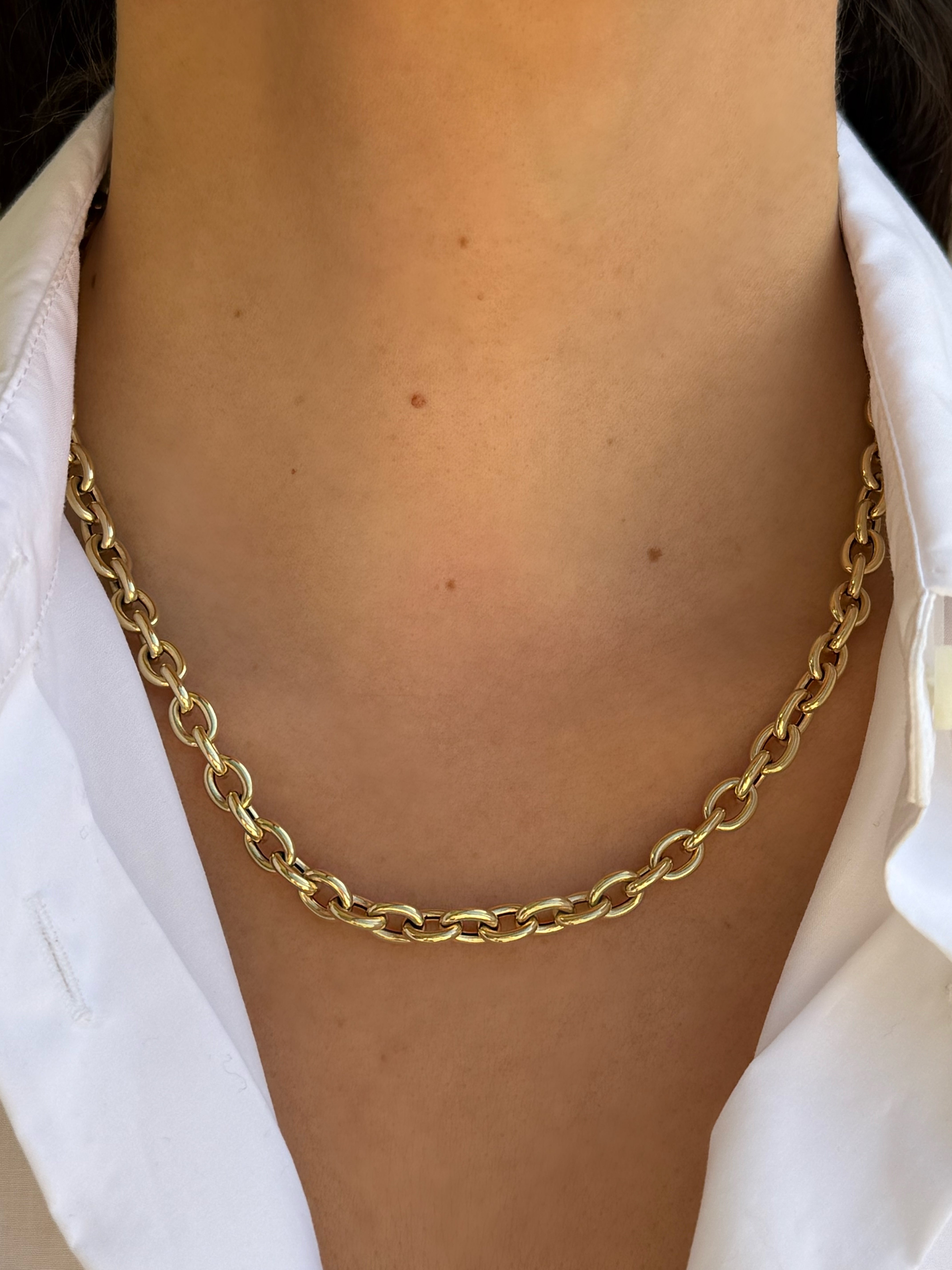 14k Gold Large Oval Link Chain Necklace