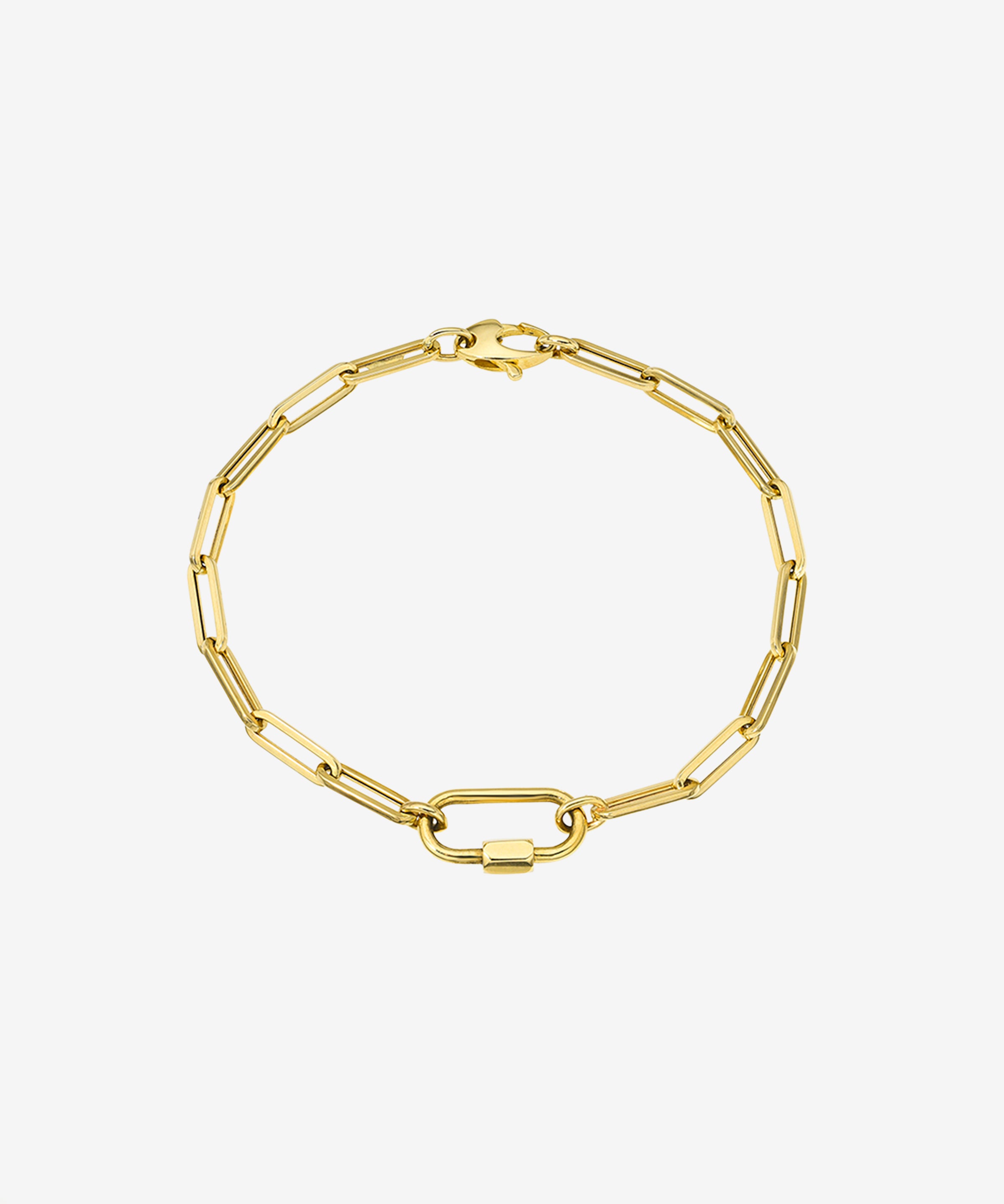 14k Gold Large Paper Clip Chain with Carabiner Bracelet Chains Zoe Lev Jewelry