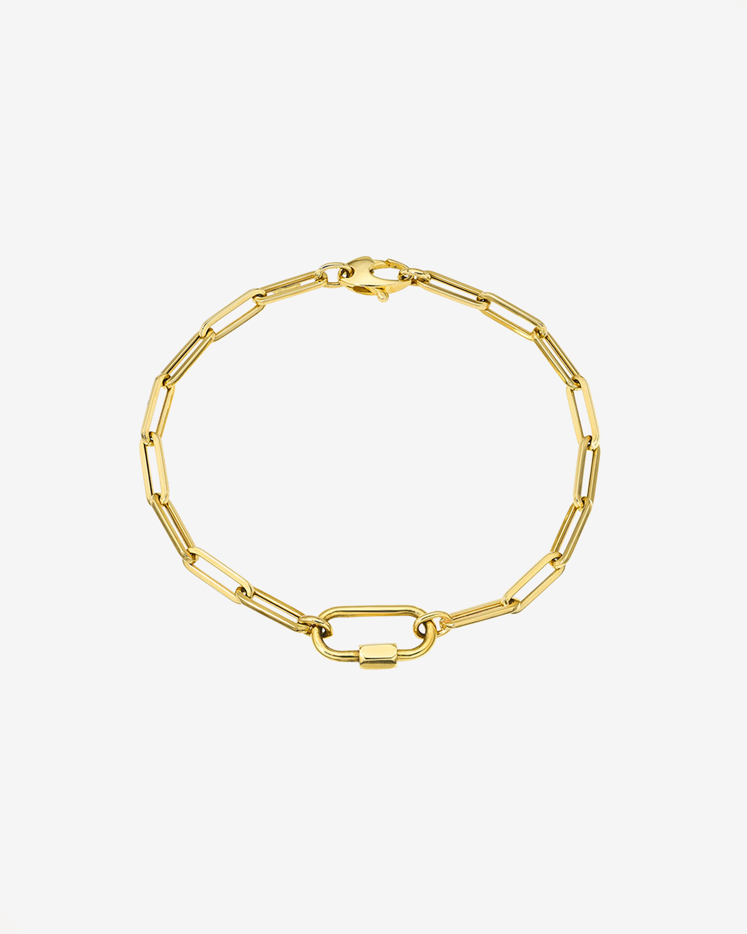 14k Gold Large Paper Clip Chain with Carabiner Bracelet Chains Zoe Lev Jewelry