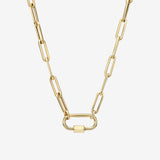 14k Gold Large Paper Clip Chain with Carabiner Necklace Chains Zoe Lev Jewelry