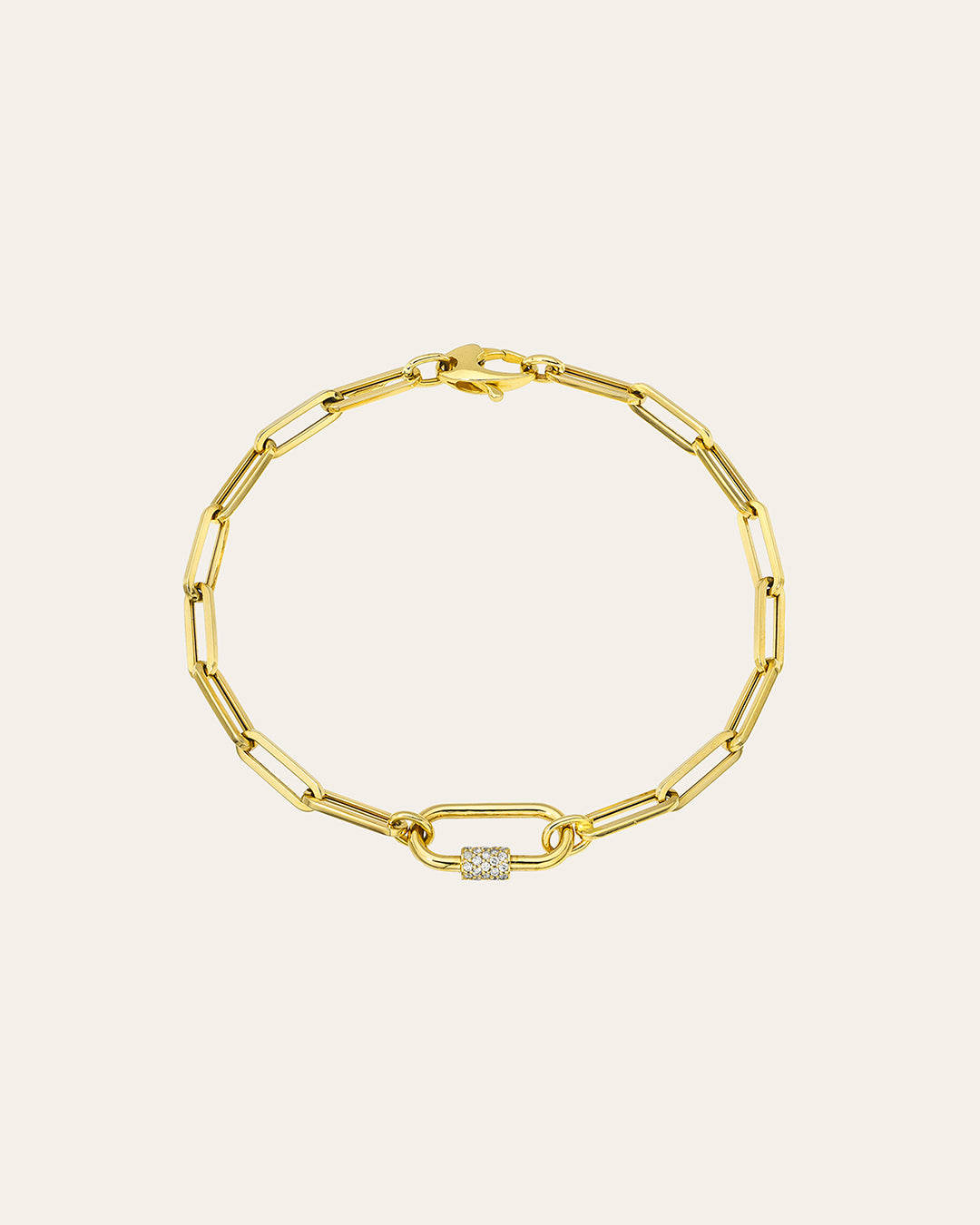 14k Gold Large Paper Clip Chain with Diamond Carabiner Bracelet Chains Zoe Lev Jewelry
