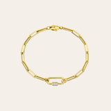 14k Gold Large Paper Clip Chain with Diamond Carabiner Bracelet Chains Zoe Lev Jewelry