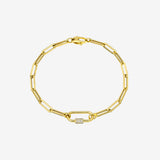 14k Gold Large Paper Clip Chain with Diamond Carabiner Bracelet Chains Zoe Lev Jewelry