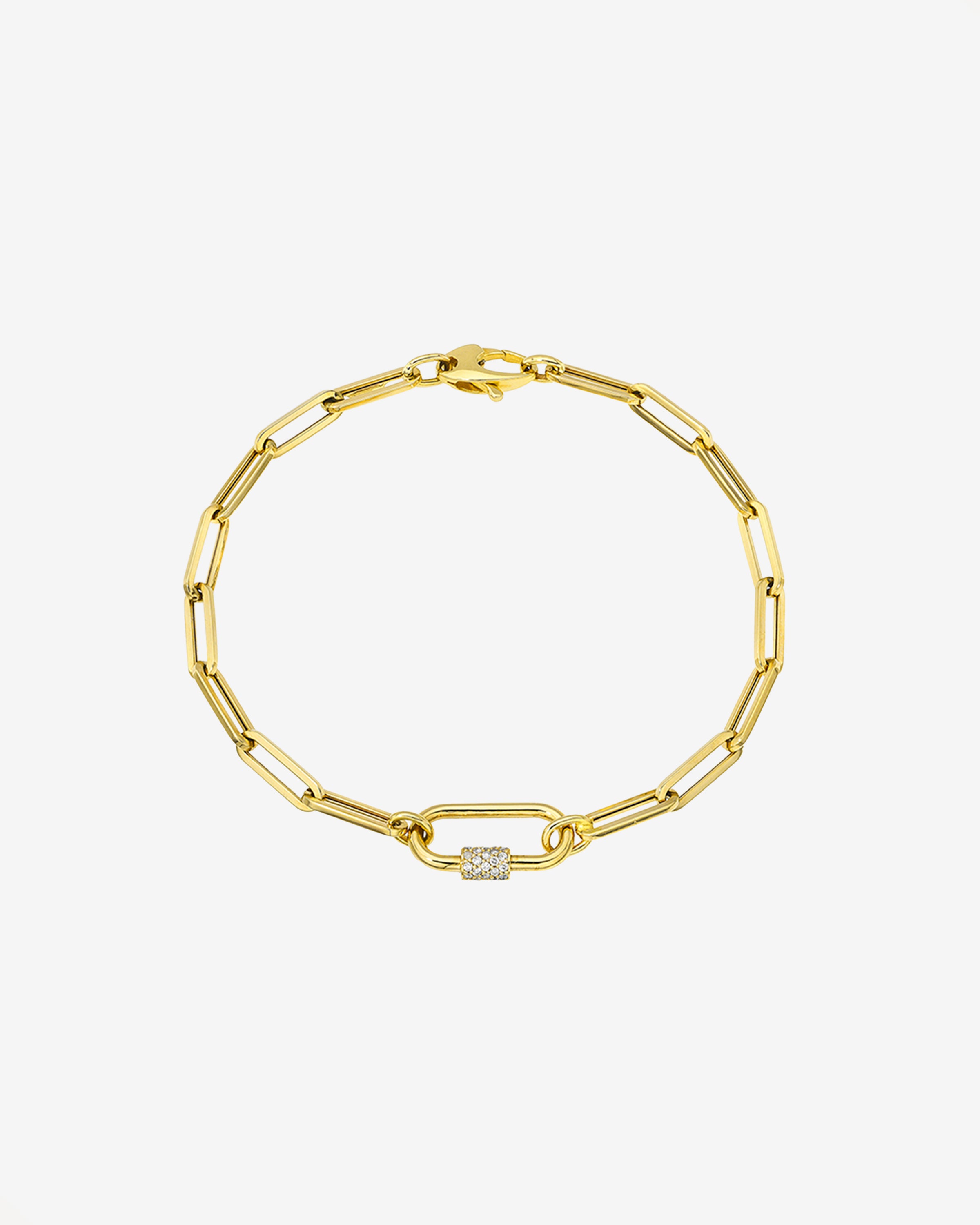 14k Gold Large Paper Clip Chain with Diamond Carabiner Bracelet Chains Zoe Lev Jewelry