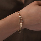 14k Gold Large Paper Clip Chain with Diamond Carabiner Bracelet Chains Zoe Lev Jewelry