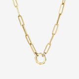 14k Gold Large Paper Clip Chain with Diamond Enhancer Necklace Chains Zoe Lev Jewelry