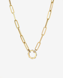 14k Gold Large Paper Clip Chain with Diamond Enhancer Necklace Chains Zoe Lev Jewelry