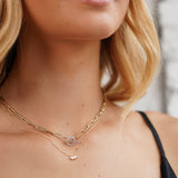 14k Gold Large Paper Clip Chain with Diamond Toggle Necklace Zoe Lev Jewelry