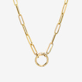 14k Gold Large Paper Clip Chain with Snake Enhancer Necklace Chains Zoe Lev Jewelry