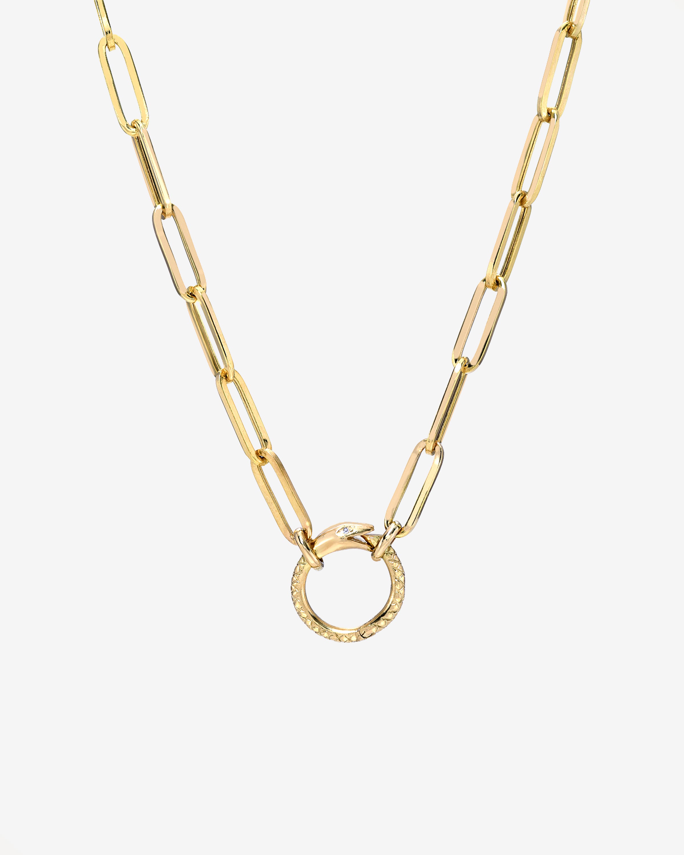 14k Gold Large Paper Clip Chain with Snake Enhancer Necklace Chains Zoe Lev Jewelry