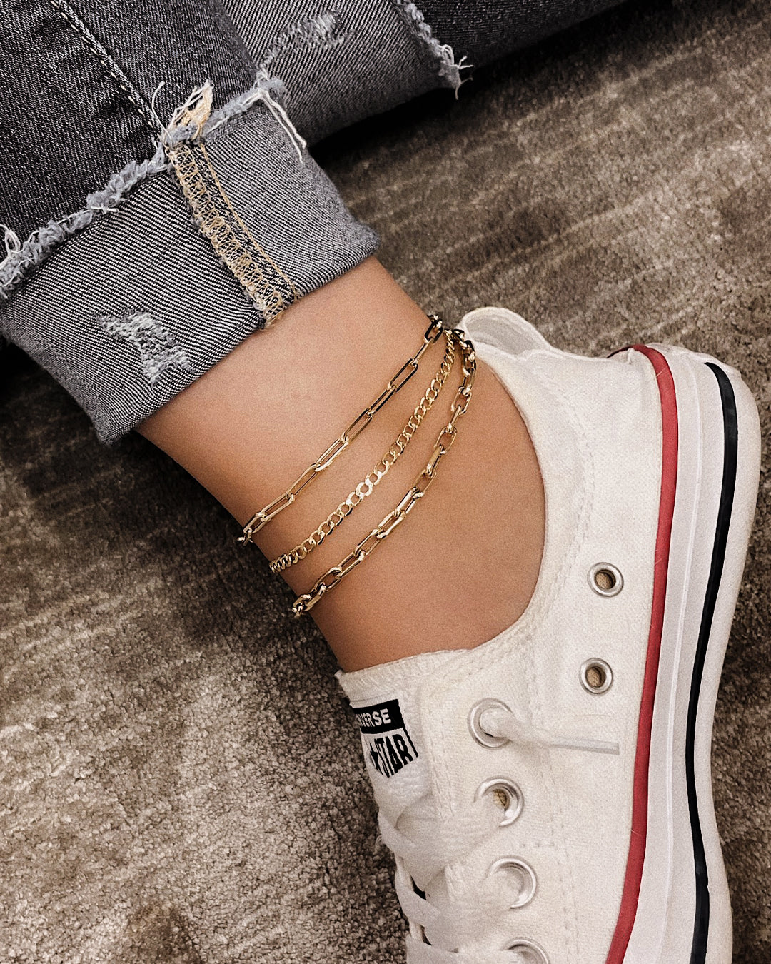 14k Gold Large Open Link Chain Anklet Chains Zoe Lev Jewelry