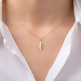 14k Gold Leaf Pendant Zoe Lev Jewelry