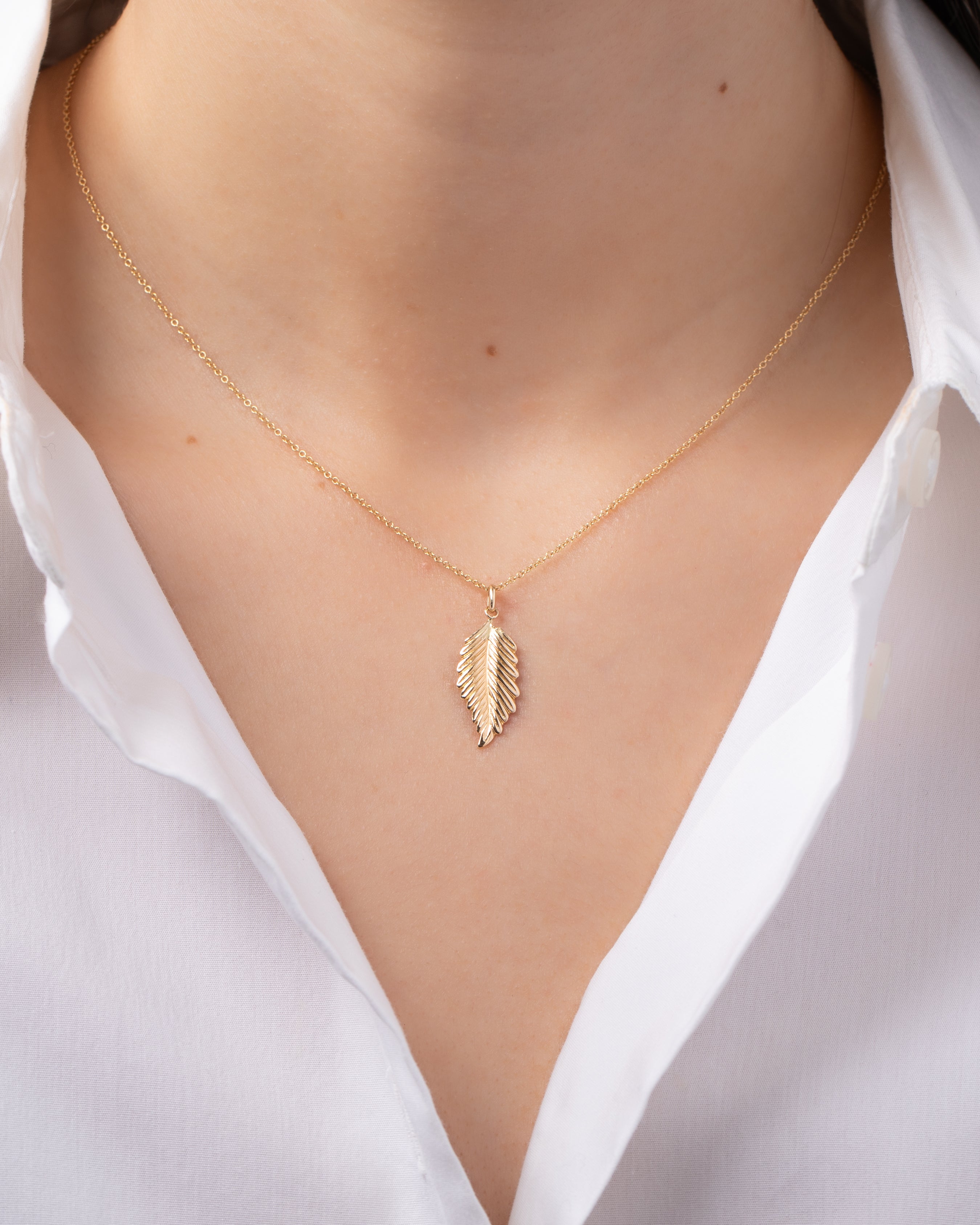 14k Gold Leaf Pendant Zoe Lev Jewelry