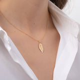 14k Gold Leaf Pendant Zoe Lev Jewelry