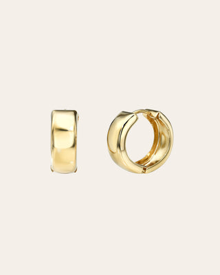 14k Gold Medium Bubbled Flat Hoop Earrings