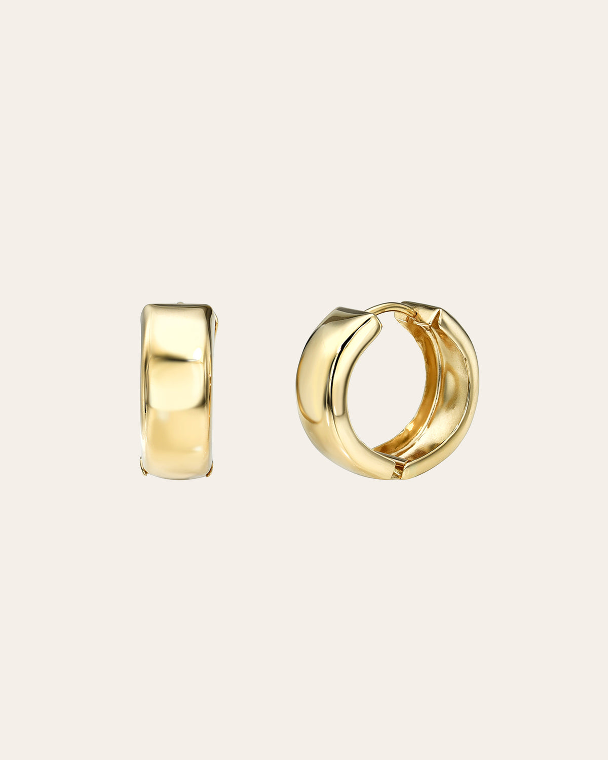 14k Gold Medium Bubbled Flat Hoop Earrings