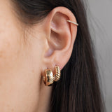 14k Gold Medium Bubbled Flat Hoop Earrings Hoops & Huggies Zoe Lev Jewelry