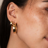 14k Gold Medium Bubbled Flat Hoop Earrings Hoops & Huggies Zoe Lev Jewelry