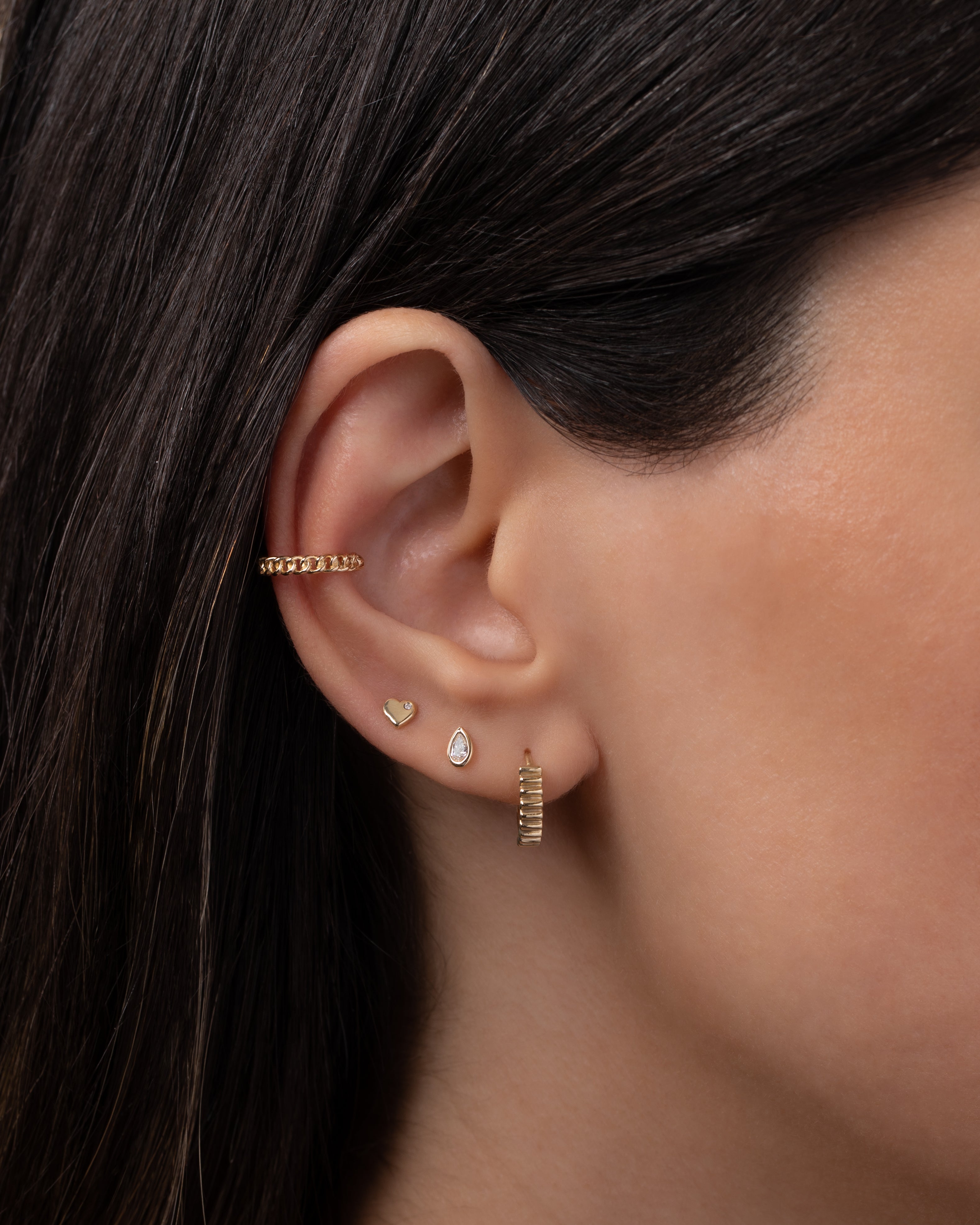 14k Gold Mini Cuban Link Ear Cuff Zoe Lev Jewelry