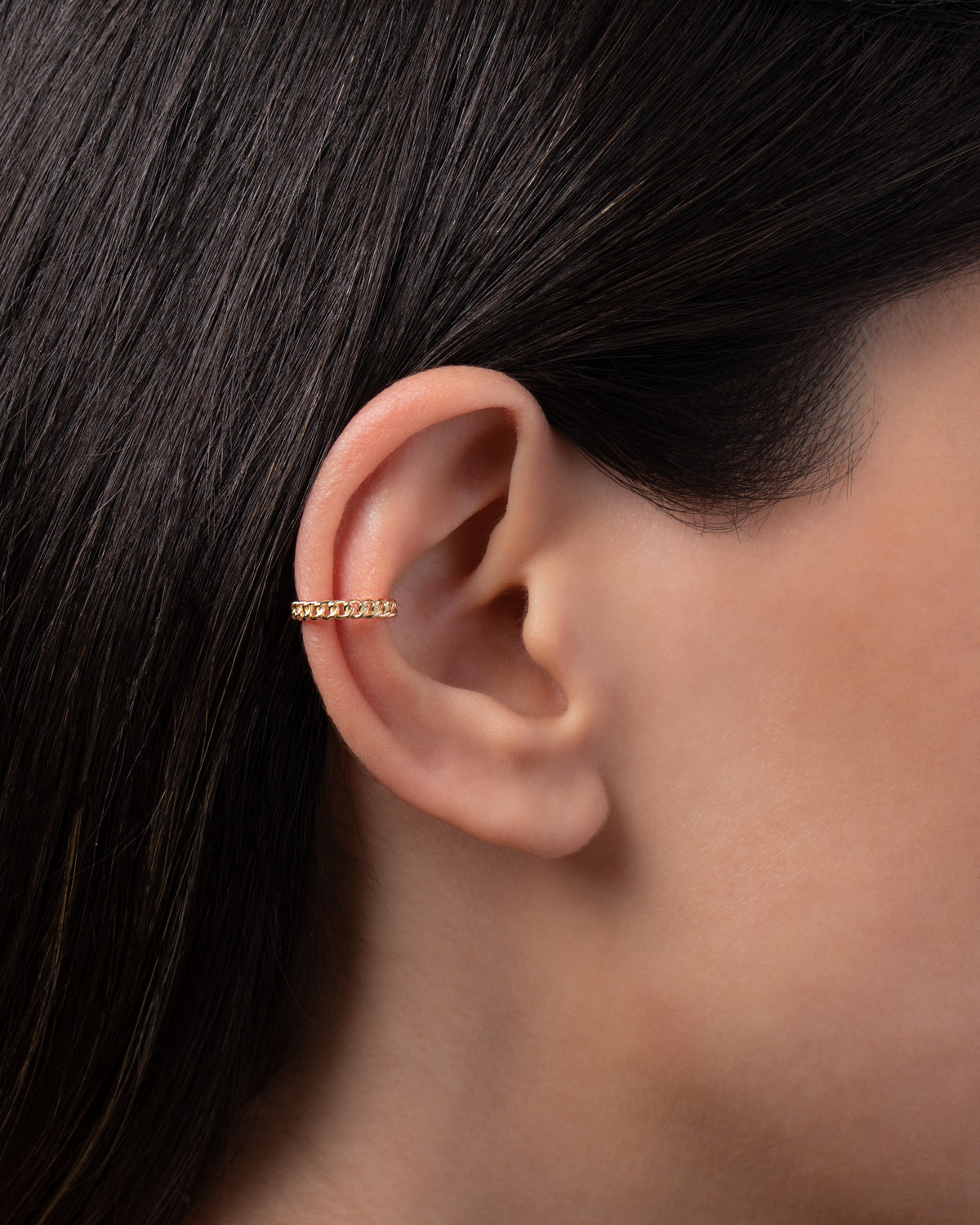 14k Gold Mini Cuban Link Ear Cuff