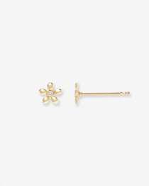 14k Gold Mini Diamond Flower Stud Earrings Zoe Lev Jewelry