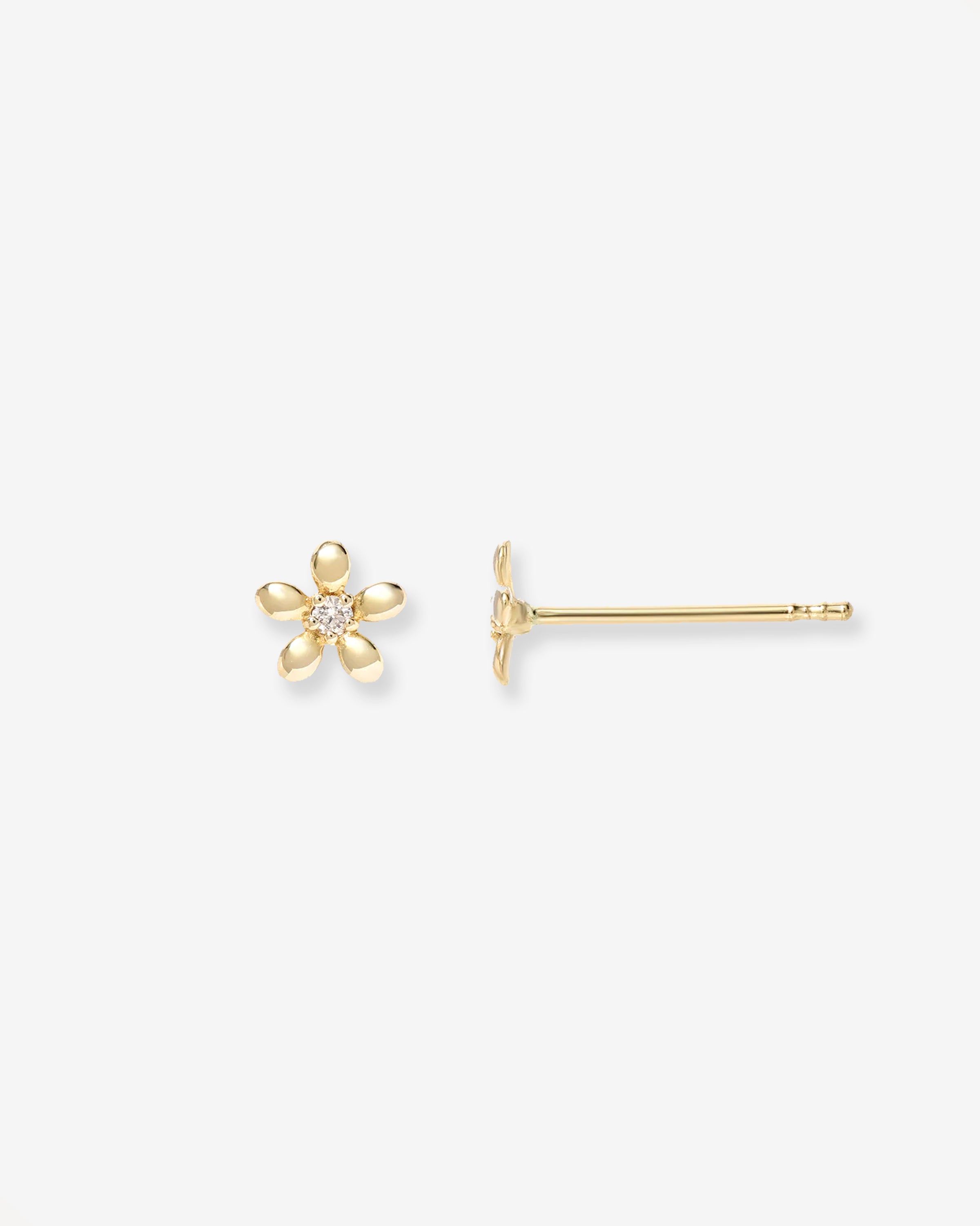 14k Gold Mini Diamond Flower Stud Earrings Zoe Lev Jewelry