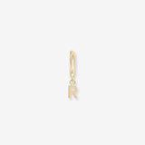 14k Gold Mini Huggie Earring with Initial Personalized Zoe Lev Jewelry