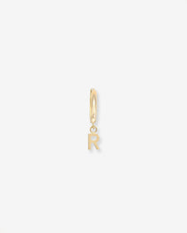 14k Gold Mini Huggie Earring with Initial Personalized Zoe Lev Jewelry