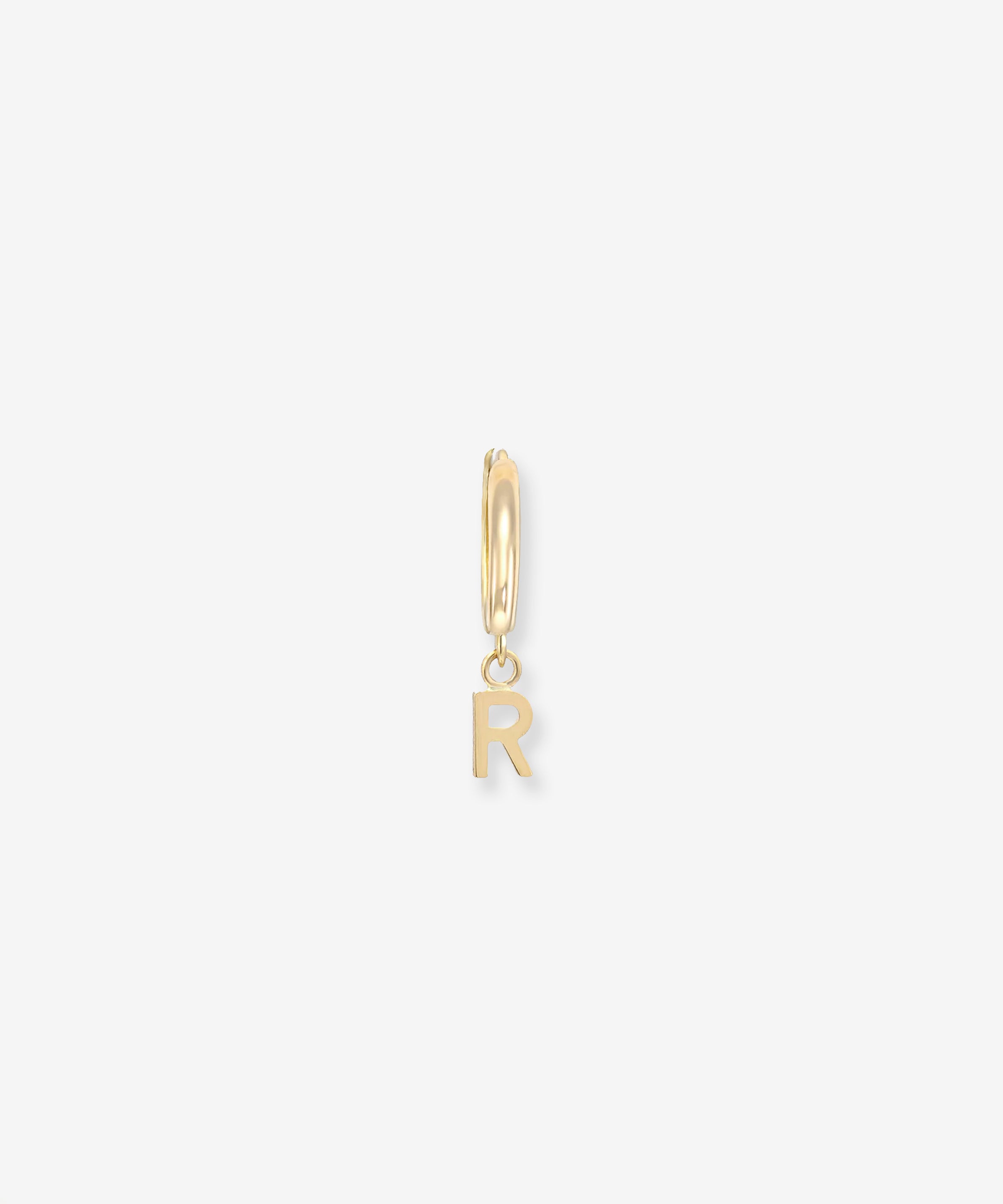 14k Gold Mini Huggie Earring with Initial Personalized Zoe Lev Jewelry