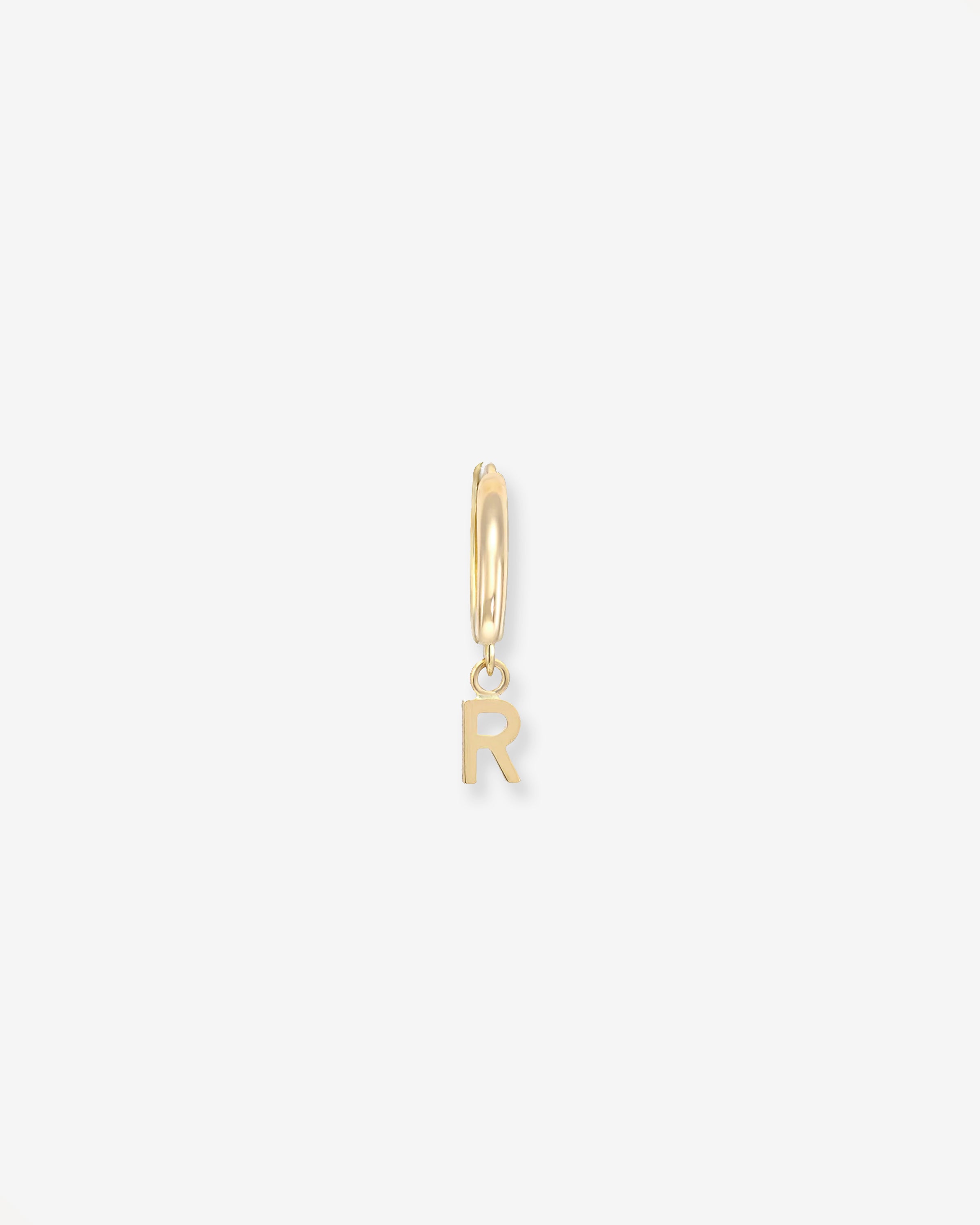 14k Gold Mini Huggie Earring with Initial Personalized Zoe Lev Jewelry