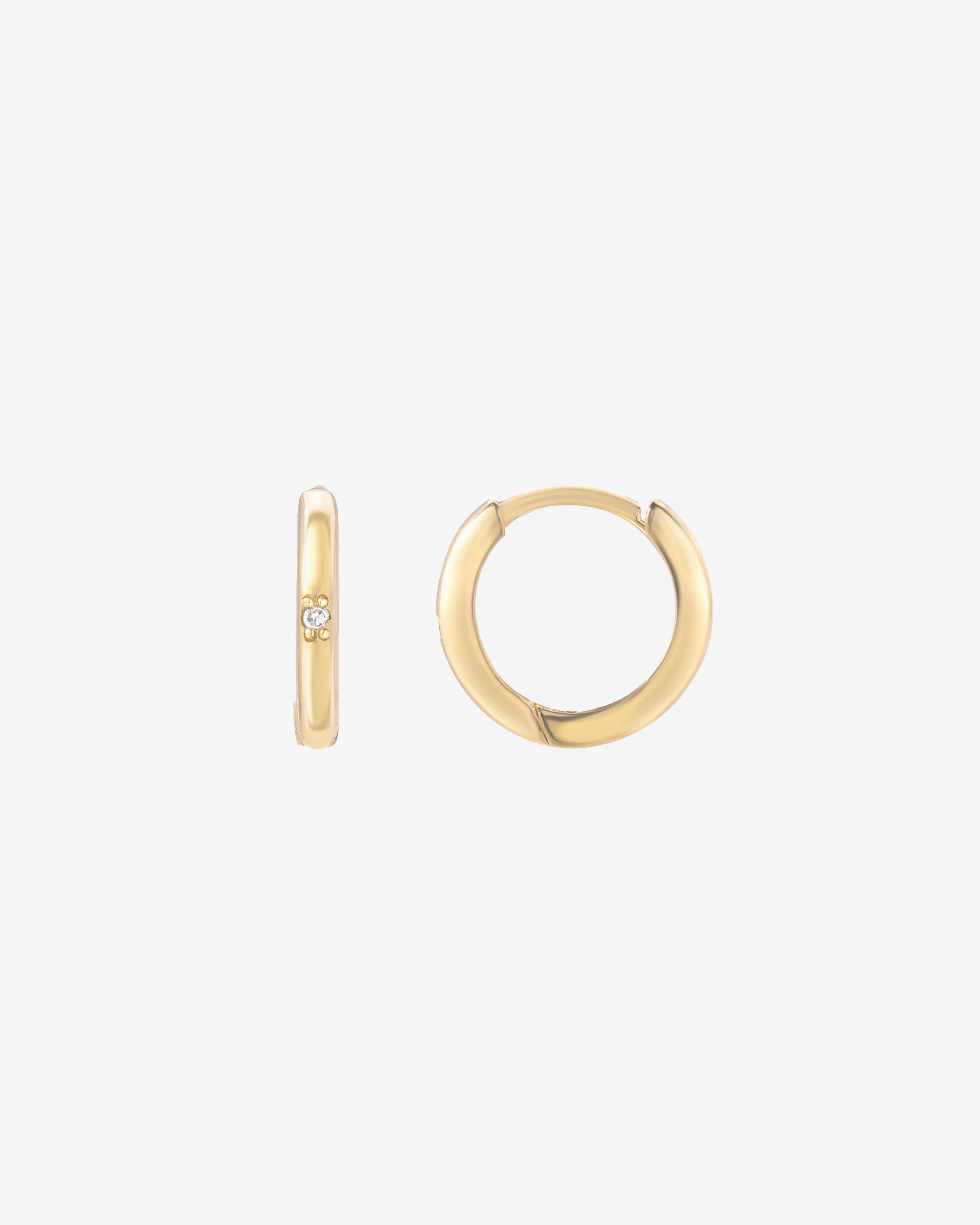 Gold Mini Huggie Earrings with Tiny Diamond SAMPLE SALE Zoe Lev Jewelry